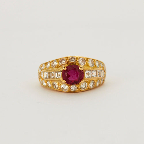 Bague 52 BAGUE RUBIS PAVEE DE DIAMANTS 58 Facettes