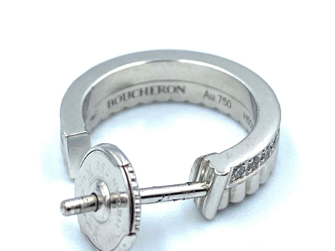 Boucles d'oreilles Boucheron. Collection Quatre Radiant Édition, créoles or blanc et diamants 58 Facettes