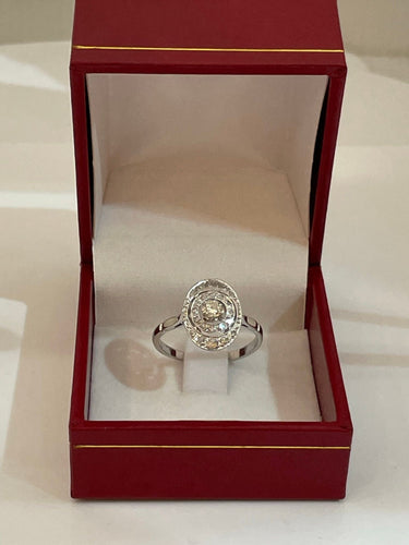 Bague Bague ancienne plateau ovale diamants 58 Facettes