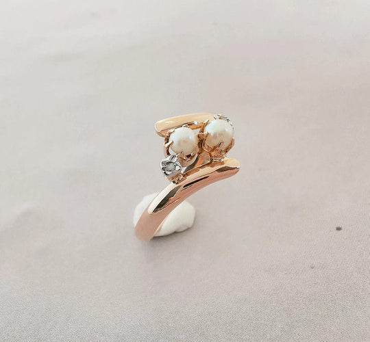 Bague Bague Ancienne Toi et Moi Or rose & Diamants 58 Facettes AA 1418