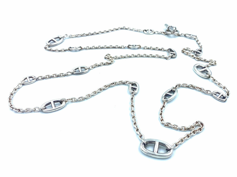 Collier HERMÈS. Sautoir Farandole argent 120cm 58 Facettes