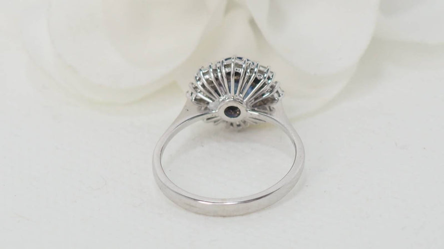 Bague 56 Bague marguerite en saphir de Ceylan et diamants 58 Facettes 32271
