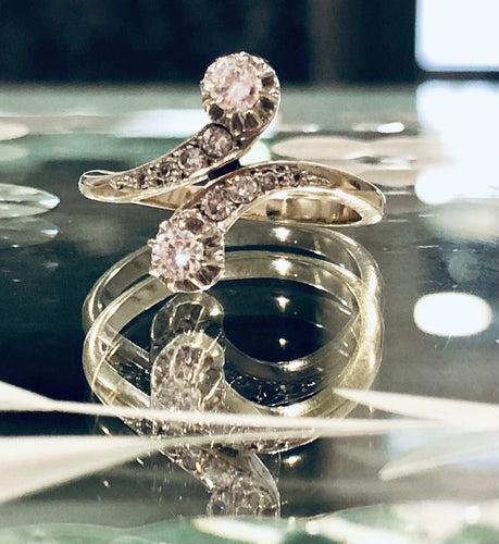 Bague Bague "Toi et Moi" or blanc et diamants 58 Facettes