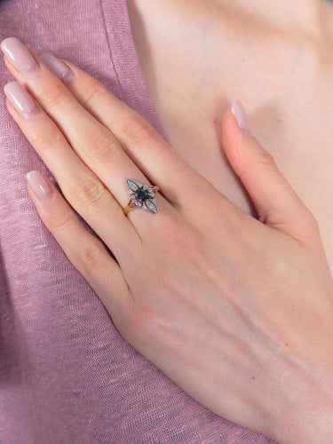 Bague 54 Bague Marquise Saphir Diamants 58 Facettes