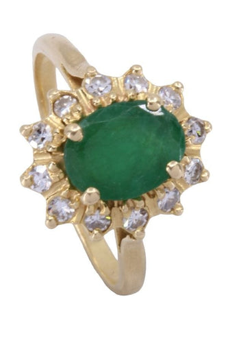 Bague 53 BAGUE POMPADOUR ÉMERAUDE ET DIAMANTS 58 Facettes 078181