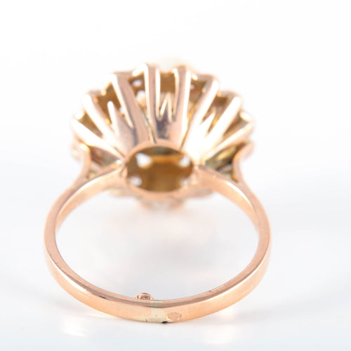 Bague 56 Bague Fleur Perle Diamants 58 Facettes LP 917