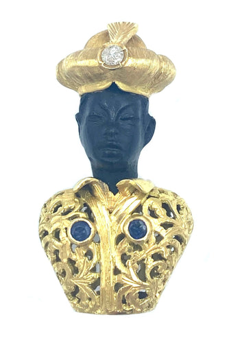 Broche Broche Maure vers 1960 or, saphirs et diamants 58 Facettes