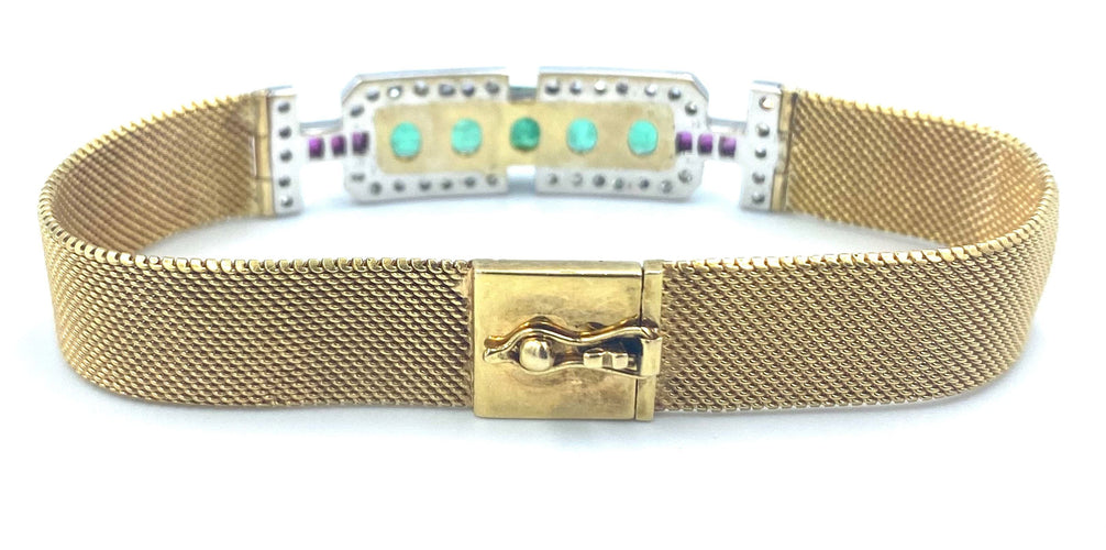 Bracelet Bracelet vintage 2 ors, émeraudes et diamants 58 Facettes