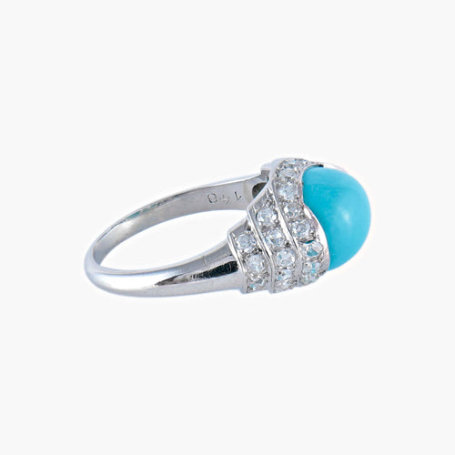 Bague Bague Turquoise Diamants 58 Facettes