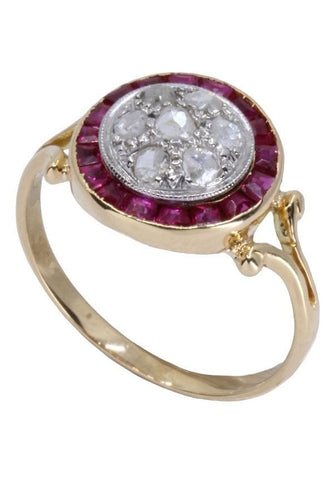 Bague 50 Bague en or blanc, Art-Déco, rubis et diamants 58 Facettes 061691