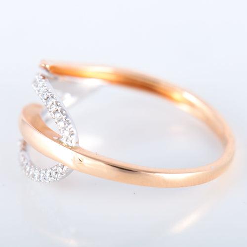 Bague 55.5 Bague Feuille or rose et blanc 58 Facettes