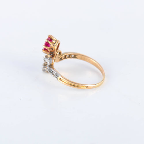 Bague 55.5 Bague Duchesse Diamants Rubis de synthèse 58 Facettes