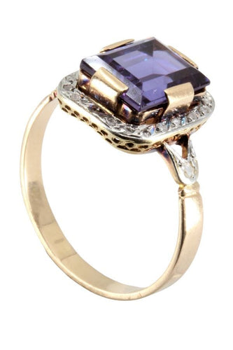 Bague BAGUE ANCIENNE AMÉTHYSTE ET DIAMANTS 58 Facettes 044651