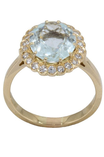 Bague 56 BAGUE MARGUERITE AIGUE-MARINE ET DIAMANTS 58 Facettes 058791