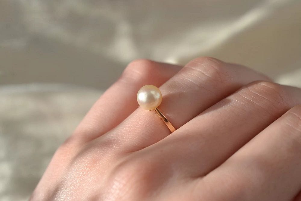 Bague Bague Solitaire perle blanche 58 Facettes Ref1842