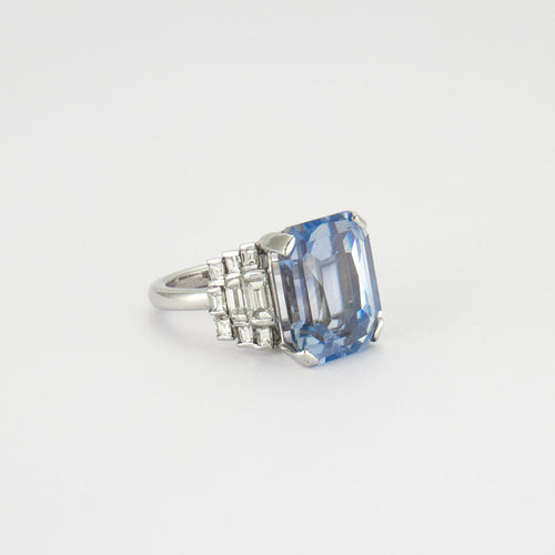 Bague BAGUE AIGUE - MARINE ART DÉCO 58 Facettes