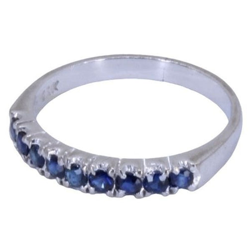 Bague 50 Demi alliance Or blanc Spinelles bleues 58 Facettes 082011