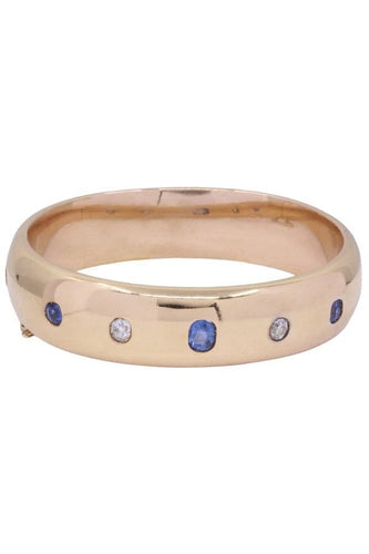 Bracelet BRACELET JONC OUVRANT SAPHIRS DE CEYLAN ET DIAMANTS 58 Facettes 079651