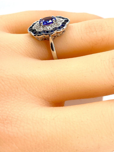 Bague 51 Bague marguerite Or Saphirs Diamants 58 Facettes AB214