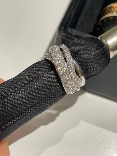 Bague Bague croisillon or blanc et diamants 58 Facettes