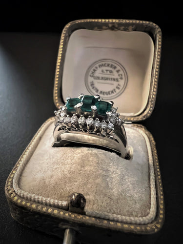 Bague 54 Bague Platine Emeraudes Diamants 58 Facettes