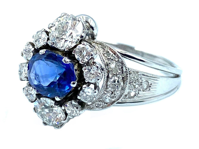 Bague Bague 19ème or, saphir et diamants 58 Facettes