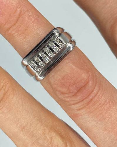 Bague Bague Chevalière Homme or blanc diamants 58 Facettes