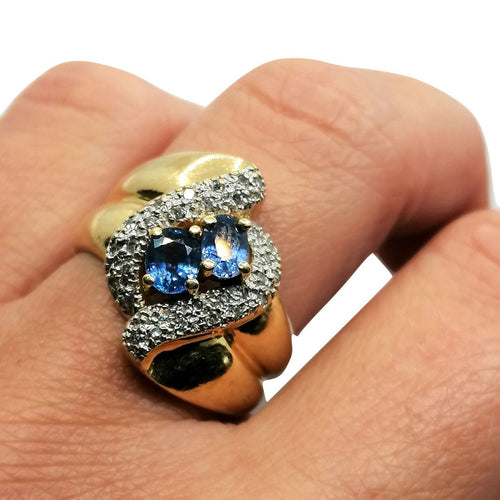 Bague 57 Bague or jaune diamants et saphirs 58 Facettes 3817