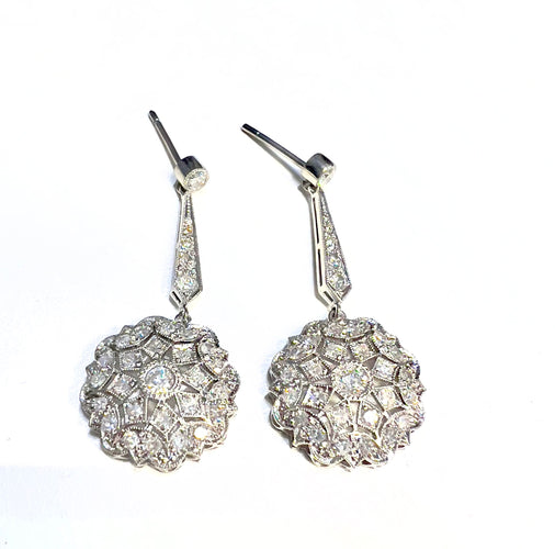 Boucles d'oreilles Pendantes Or blanc, Diamants 58 Facettes DF22