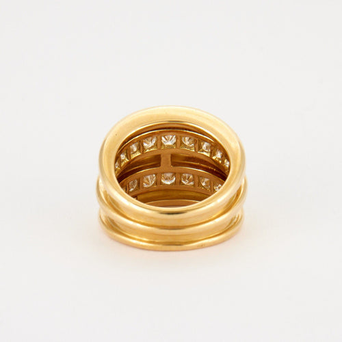 Bague 51 OJ PERRIN - Bague Large double ligne Diamants 58 Facettes