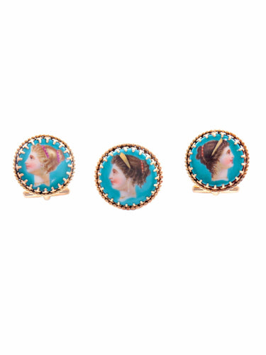 Boutons de manchette Parure Peinture sur nacre 58 Facettes