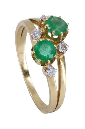 Bague BAGUE TOI ET MOI ÉMERAUDES ET DIAMANTS 58 Facettes 076731