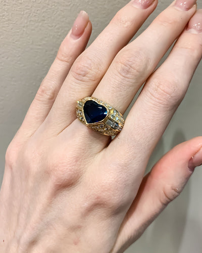 Bague 53 Bague Coeur Saphirs Diamants 58 Facettes
