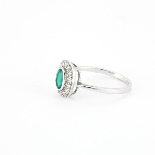 Bague Bague en Argent & Agate Verte 58 Facettes