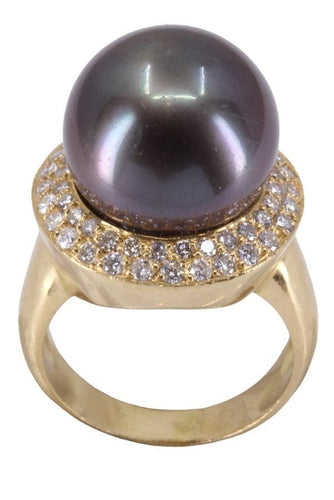 Bague 53 BAGUE PERLE DE TAHITI DIAMANTS 58 Facettes 075661