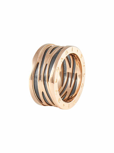 Bague 65 Bulgari - Bague B.zero1 Design Legend en or rose et céramique noire 58 Facettes