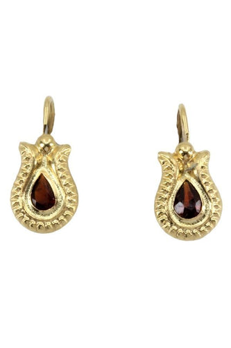 Boucles d'oreilles DORMEUSE MODERNES GRENATS 58 Facettes 050471