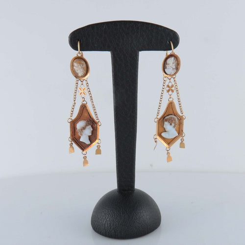 Boucles d'oreilles Boucles d'oreilles, or jaune, camée empire 58 Facettes