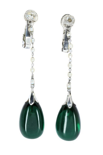 Boucles d'oreilles BOUCLES D'OREILLES CLIPS ARGENT DIAMANTS, PERLES ET VERRE 58 Facettes 047931