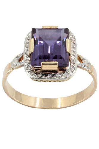 Bague BAGUE ANCIENNE AMÉTHYSTE ET DIAMANTS 58 Facettes 044651