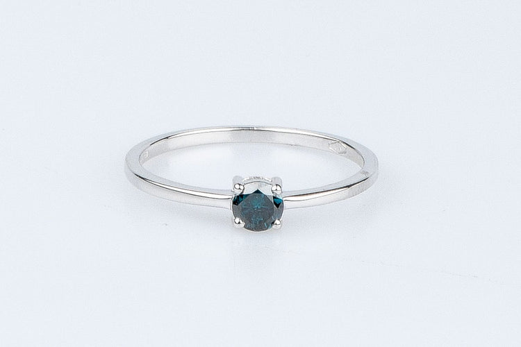 Bague Bague solitaire diamant fancy blue en or blanc 58 Facettes 53072-52-28