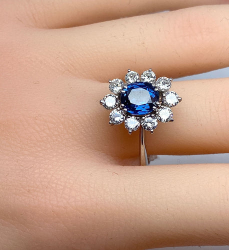 Bague 59 Bague marguerite saphir diamants 58 Facettes AB149