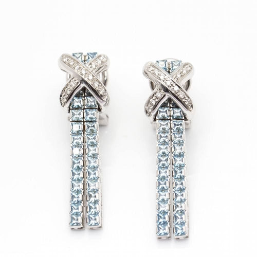 Boucles d'oreilles Boucles d'oreilles Topazes Diamants Or blanc 58 Facettes D360524FJ