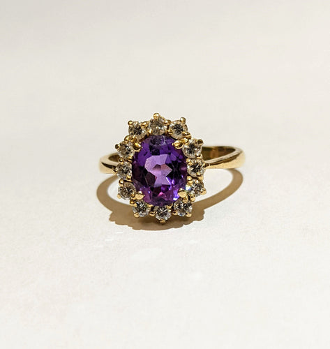 Bague Bague marguerite or jaune améthyste diamants 58 Facettes