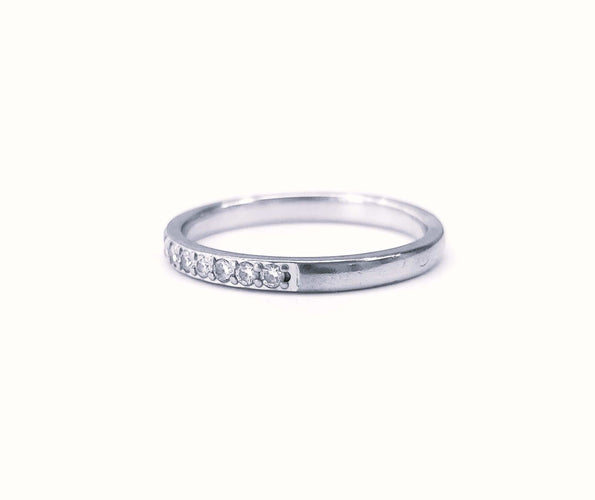 Bague 54 Demie alliance Or blanc 17 Diamants 58 Facettes ALL.MINI.576.1