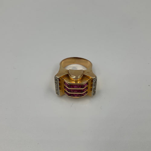 Bague 57 Bague Or jaune Diamants Rubis 58 Facettes