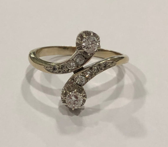 Bague Bague "Toi et Moi" or blanc et diamants 58 Facettes