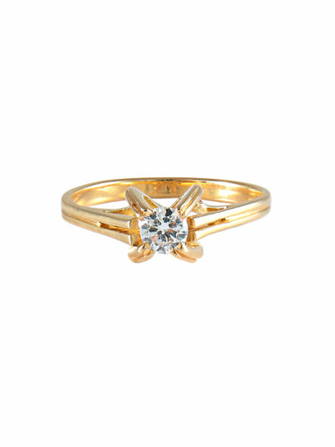 Bague 54 Bague vintage solitaire diamant en or jaune 58 Facettes