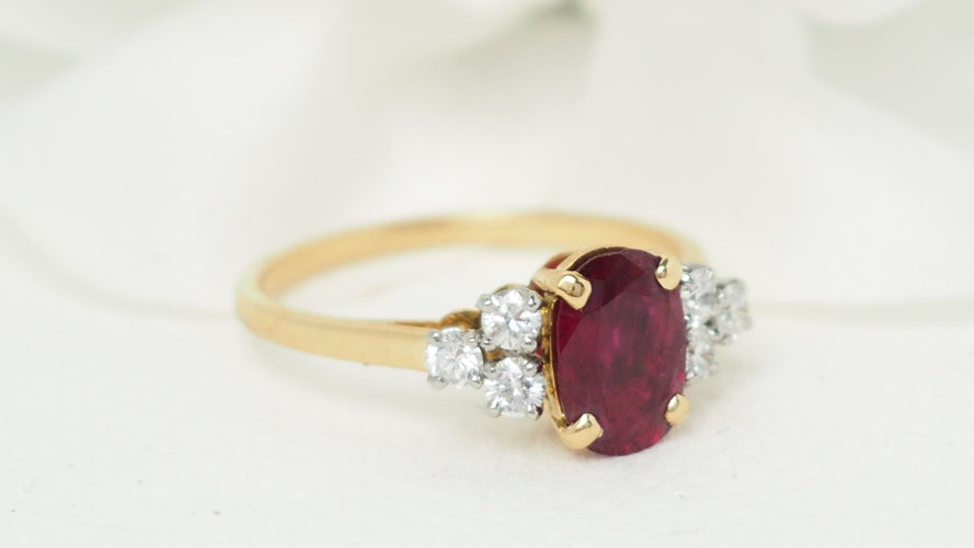 Bague 58 Bague or jaune rubis diamants 58 Facettes 32350