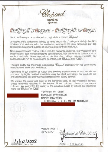 Boucles d'oreilles Puces d'Oreilles Chopard Happy Diamond 58 Facettes cfmpcd